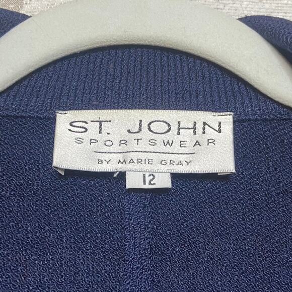 St. John Sportswear Crop Military Knit Jacket in Navy - Picture 3 of 6